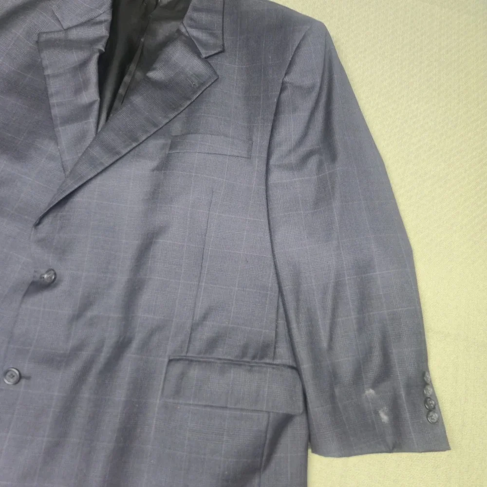 Burberry London Blazer Sport Coat Mens 52 Portly Gray Plaid 100% Wool Boyds Phl